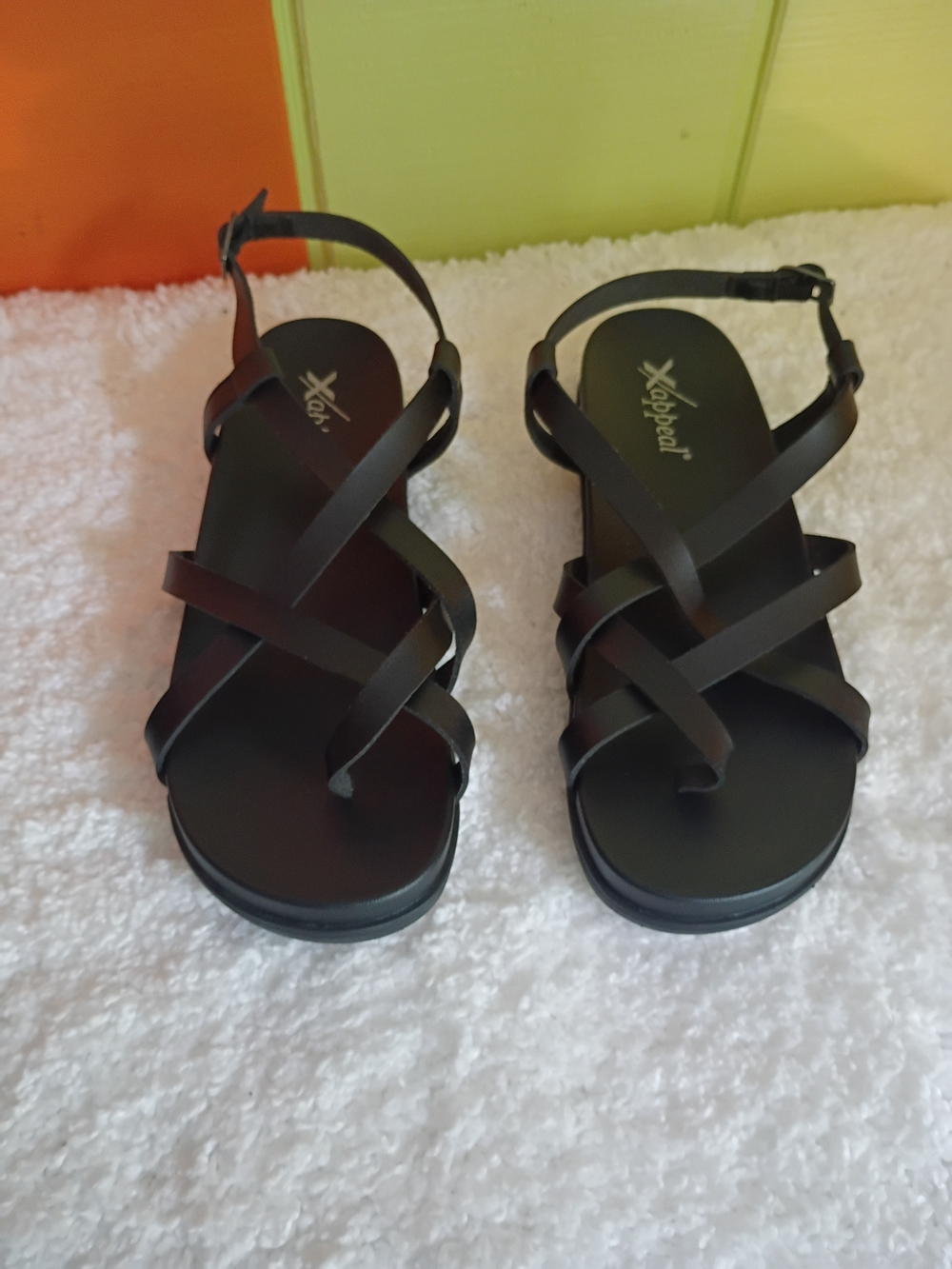 Xappeal Women's Black Crisscross Slingback Sandals